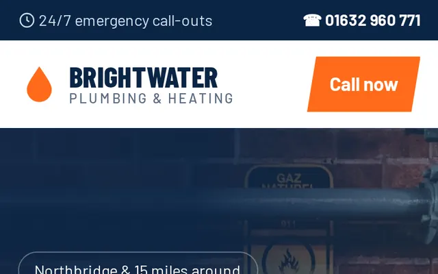 Brightwater Plumbing & Heating sample design, screenshot 4