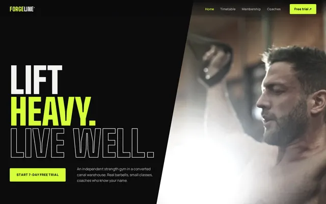 Forgeline Strength Club sample design, screenshot 1
