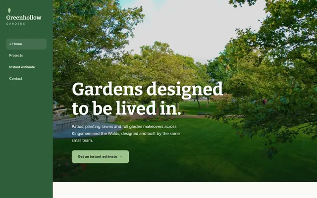Greenhollow Gardens sample design, screenshot 1