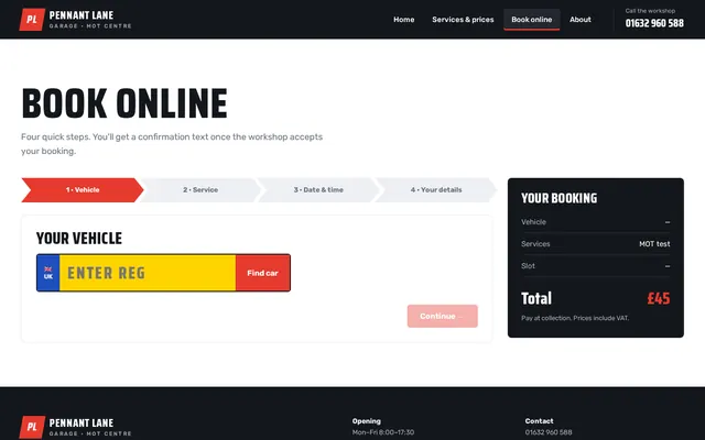 Pennant Lane Garage sample design, screenshot 4