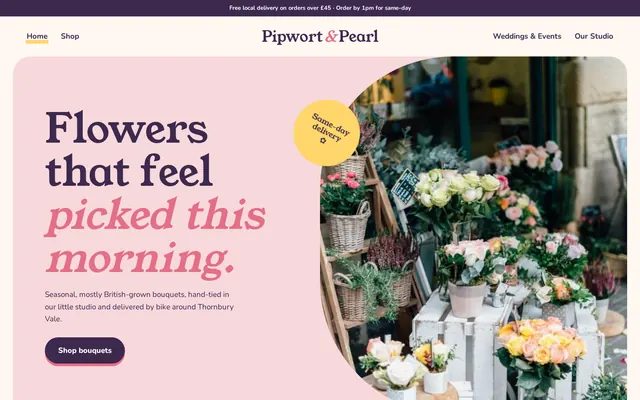 Pipwort & Pearl sample design, screenshot 1
