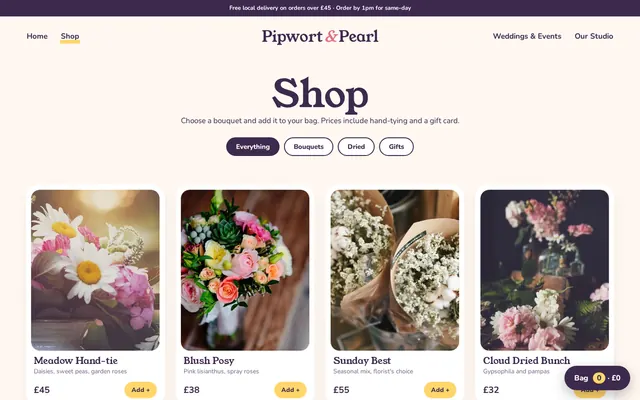 Pipwort & Pearl sample design, screenshot 3